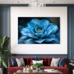 Blue Echeveria Succulent Glass Art | Modern Botanical Decor,Large UV Print