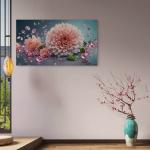 Large Pink Dahlia Flower Tempered Glass Art - Luxury Gemstone Wall Decor - Floral Photography Print