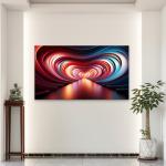 3D Look Abstract Heart Tunnel Glass Art,Contemporary Large Wall Hanging,Unique Love Gift