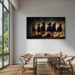 Large Tempered Glass Art,Running Wild Horses and Dust Cloud,Freedom Power Wall Art
