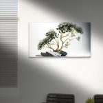 Golden Tree and Floral Tempered Glass Wall Art, Modern Home Decor