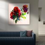Red & Purple Floral Bouquet Tempered Glass Wall Art: Modern Home Decor