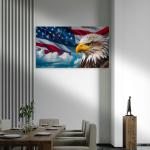 Eagle & USA Flag Tempered Glass Wall Art: Patriotic Decor