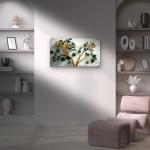 Golden Branches Tempered Glass Wall Art: Elegant Floral Design