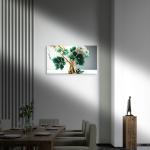 Luxury Floral and Golden Branch Wall Art, Decorative Tempered Glass Panel