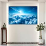 Bright Blue Sky Above the Clouds | Tempered Glass Art Print | Contemporary Wall Decoration