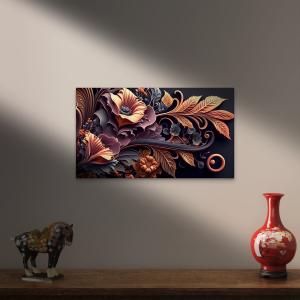 Decorative Tempered Glass Artwork , UV Printed Floral Wall Decor