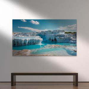 Luxury Wall Decor: Pamukkale Travertines Glacial Look Glass Art | Modern Home Decor