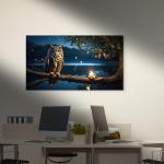 Owl Wall Art on Glass, Night Landscape Decorative Nature and Animal Theme Home Decor