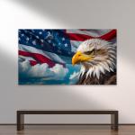 Eagle & USA Flag Tempered Glass Wall Art: Patriotic Decor