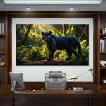 Powerful Panther Silhouette Tempered Print | Nature Forest Wall Decor, Oversize Tropical Decor