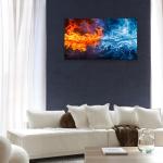 Fire and Water Balance Tempered Glass Wall Art,Abstract Energy Design,Large Glass Artwork
