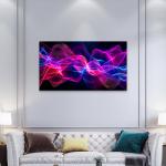 Neon Wave Energy Tempered Glass Wall Art Abstract Light Design, Large Glass Artwork