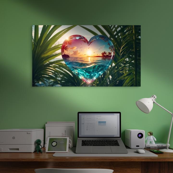 Tropical Sunset Heart-Shaped Tempered Glass Wall Art – Love Meets Nature