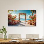 Large Floral Wedding Arch Beach View Tempered Glass Art,Romantic Wedding Decor,Destination Vibe