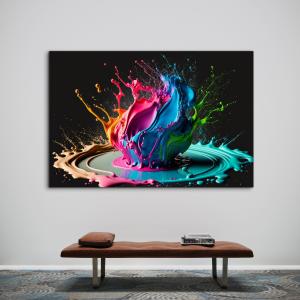 Tempered Glass Wall Art – Colorful Paint Splash Design, Modern Abstract Home Decor