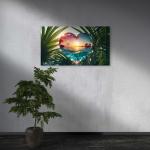Tropical Sunset Heart-Shaped Tempered Glass Wall Art – Love Meets Nature