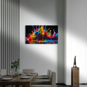 Modern Decor: Dynamic Neon Color Splash Tempered Glass Wall Art - Abstract Fluidity