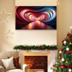 3D Look Abstract Heart Tunnel Glass Art,Contemporary Large Wall Hanging,Unique Love Gift