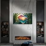 Tropical Sunset Heart-Shaped Tempered Glass Wall Art – Love Meets Nature