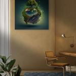 Modern Home Decor: Ultra HD Eco Globe Tempered Glass Panel - Environmental Statement Piece
