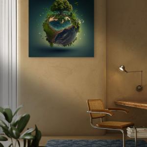 Modern Home Decor: Ultra HD Eco Globe Tempered Glass Panel - Environmental Statement Piece
