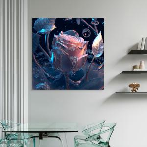 Dark Aesthetic Rose Tempered Glass Panel | Modern Abstract Flower Decor