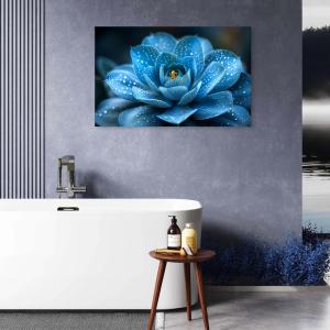 Blue Echeveria Succulent Glass Art | Modern Botanical Decor,Large UV Print