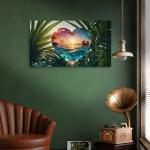 Tropical Sunset Heart-Shaped Tempered Glass Wall Art – Love Meets Nature