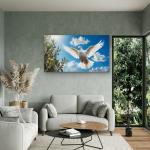 Symbol of Peace,Glossy Tempered Glass Print of Flying White Dove,Spiritual Wall Decor