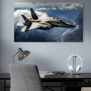 Oversized Jet Plane Landscape Glass Tableau,Speed and Adrenaline Themed Wall Decor,Tempered GlassArt