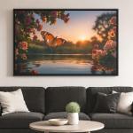 Sunset Butterfly Tempered Glass Wall Art: Nature-Inspired Home Decor