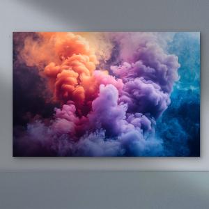 Large Tempered Glass Wall Art with Abstract Colorful Smoke Design – Modern Home Decor