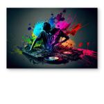 Neon DJ Tempered Glass Wall Art: Electronic Music Studio Decor