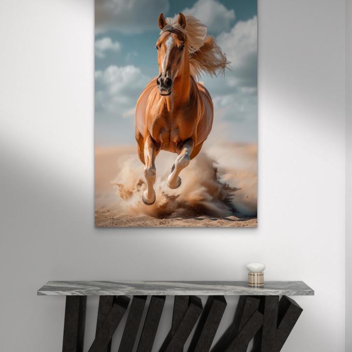 Galloping Horse Tempered Glass Wall Art – Large Modern Equestrian Decor,