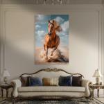 Galloping Horse Tempered Glass Wall Art – Large Modern Equestrian Decor,