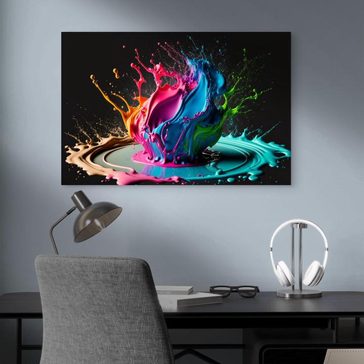 Tempered Glass Wall Art: Abstract Paint Splash, Modern Home Decor