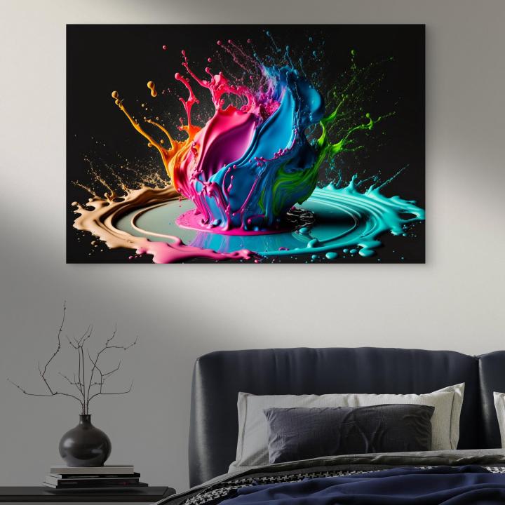 Tempered Glass Wall Art: Abstract Paint Splash, Modern Home Decor