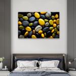 Natural Polished Veined Stones – Yellow, Black & Green Mosaic Meditation Stones Home Decor