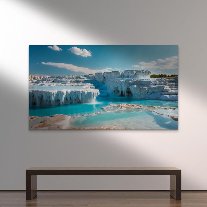 Luxury Wall Decor: Pamukkale Travertines Glacial Look Glass Art | Modern Home Decor