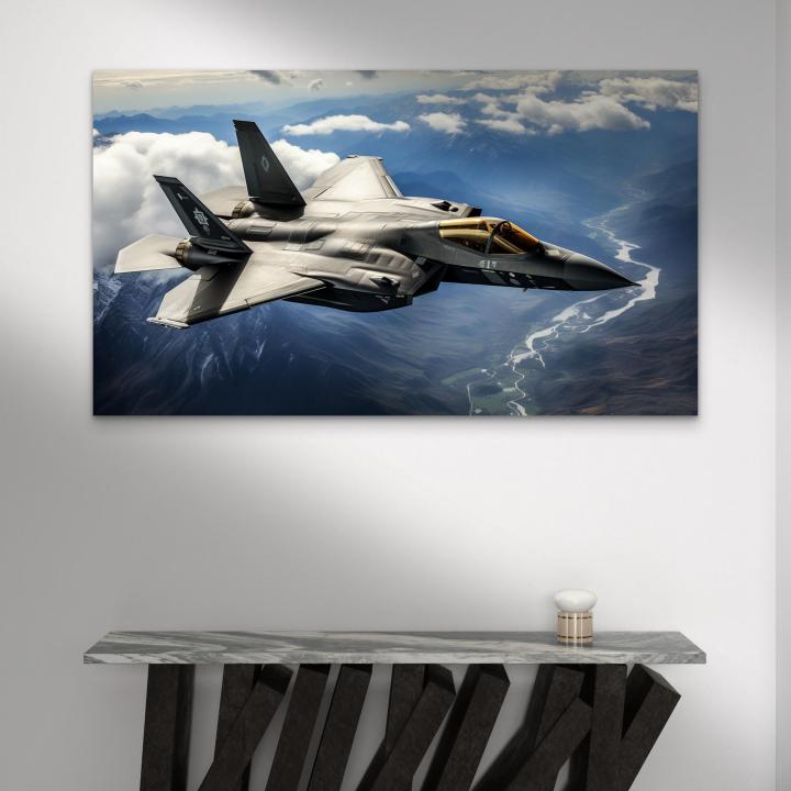 Oversized Jet Plane Landscape Glass Tableau,Speed and Adrenaline Themed Wall Decor,Tempered GlassArt