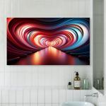 3D Look Abstract Heart Tunnel Glass Art,Contemporary Large Wall Hanging,Unique Love Gift