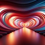 3D Look Abstract Heart Tunnel Glass Art,Contemporary Large Wall Hanging,Unique Love Gift