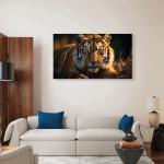 Large Tempered Glass Art,Intense Gaze Tiger Portrait,Wildlife and Nature Wall Decor