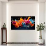 Abstract Color Splash Glass Wall Art,Vibrant Liquid Motion Design