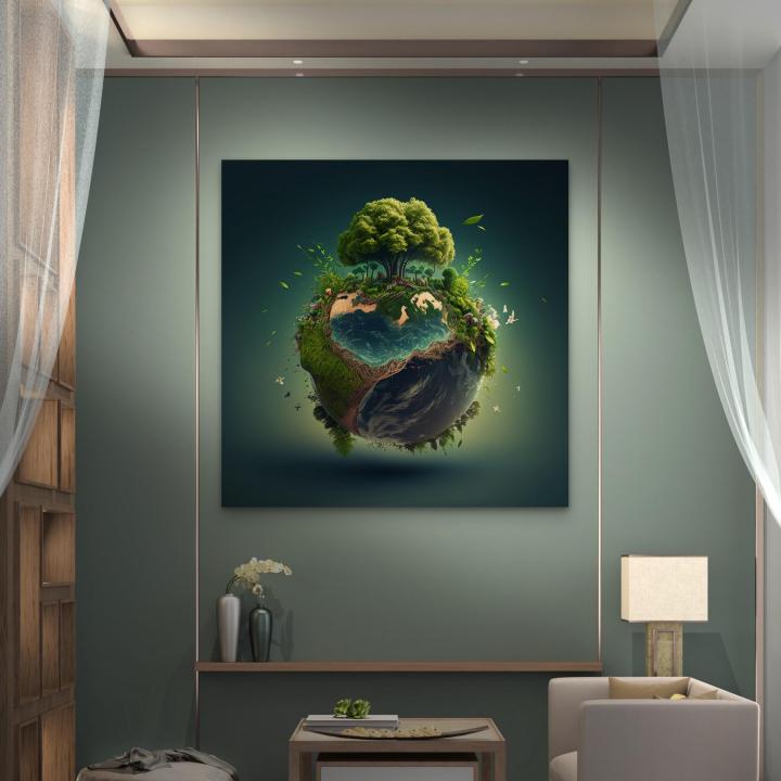 Modern Home Decor Ultra HD Eco Globe Tempered Glass Panel  Environmental Statement Piece