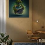 Modern Home Decor Ultra HD Eco Globe Tempered Glass Panel  Environmental Statement Piece