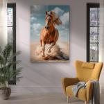 Galloping Horse Tempered Glass Wall Art – Large Modern Equestrian Decor,