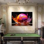 Tempered Glass Wall Art – Neon Liquid Splash, Large Abstract Fluid Panel
