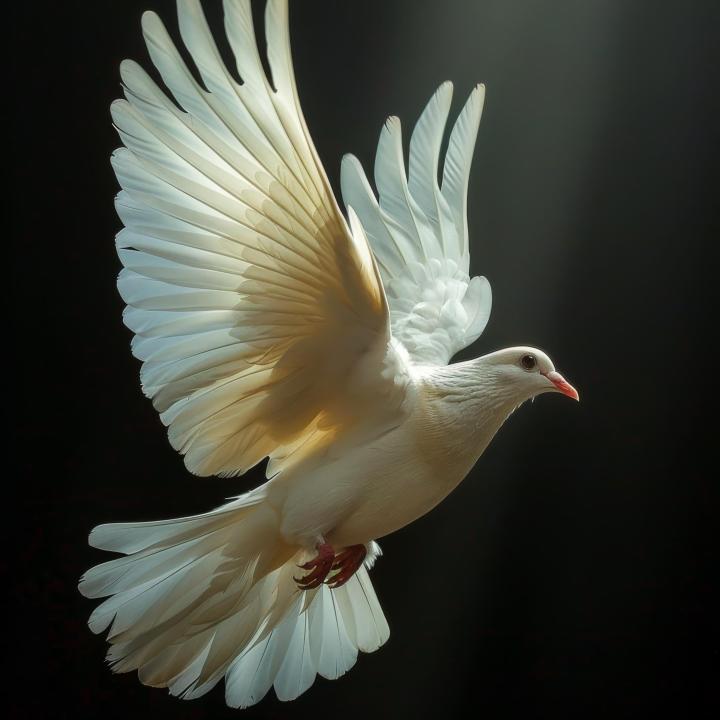 Graceful Dove Art with Light Effect, Luxury Large Tempered Glass Panel